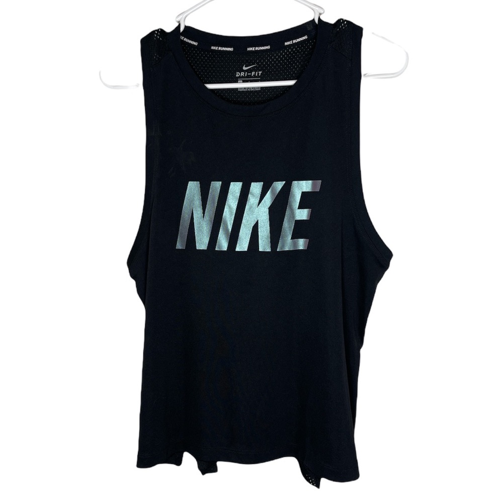 NIKE Black Dri-FIT Women's Tank Top with Metallic Logo
